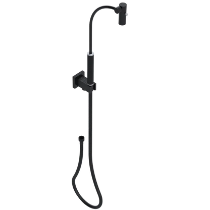 Rubinet Hand Held Shower Bidet with Extended Reach & Dual Function Spray Including Wall Bracket with Supply & Hose (Square) Matt Black
