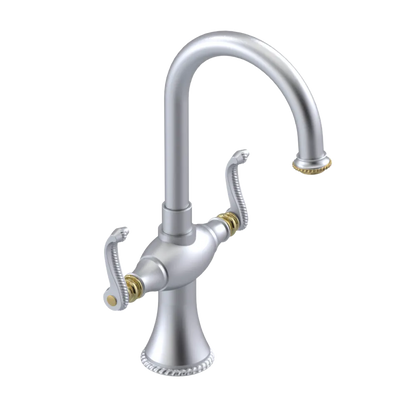 Rubinet Single Hole Dual Handle Lav. Set. (less drain) Satin Chrome