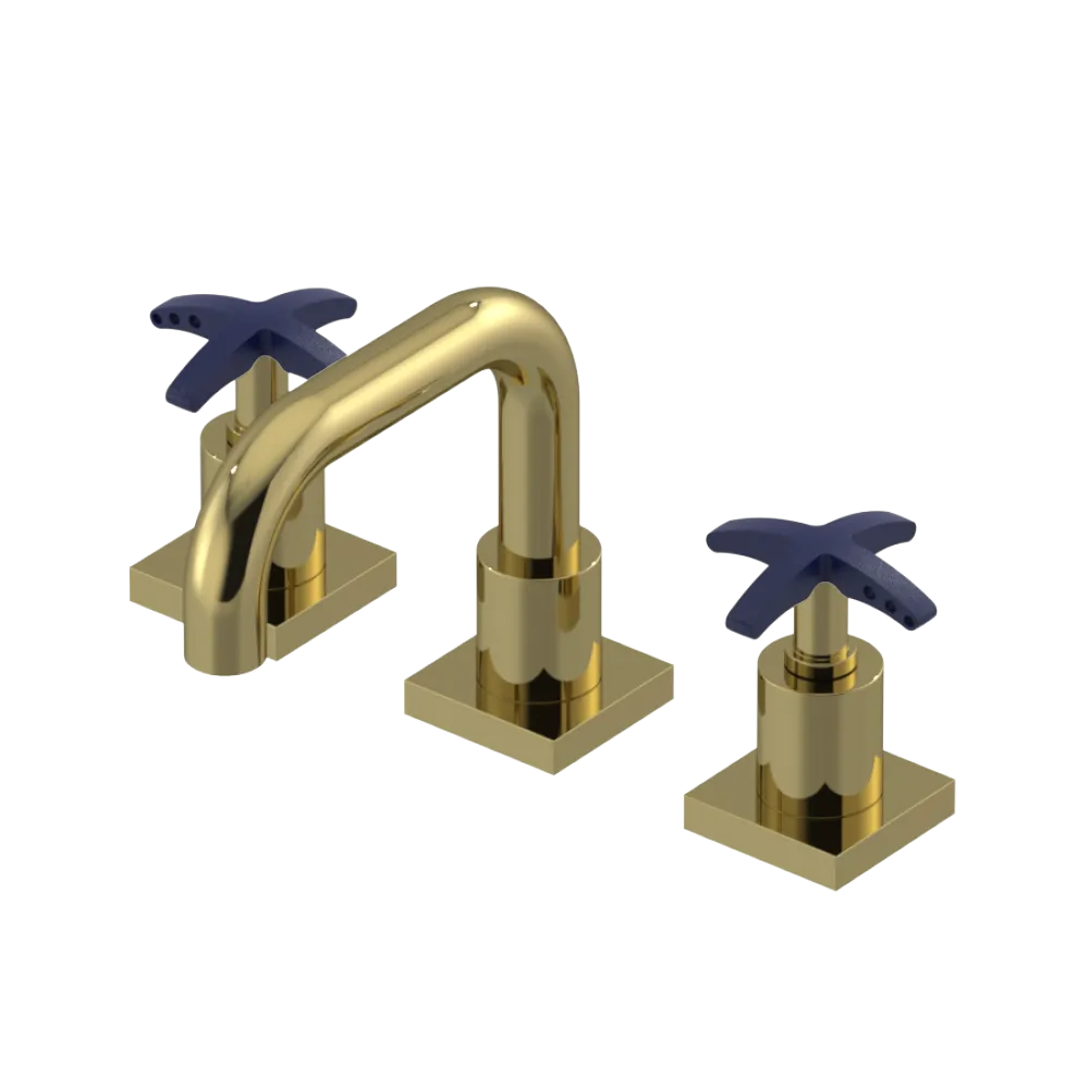 Rubinet Widespread Lav. Set. with Genesis spout (less drain) Natural Brass