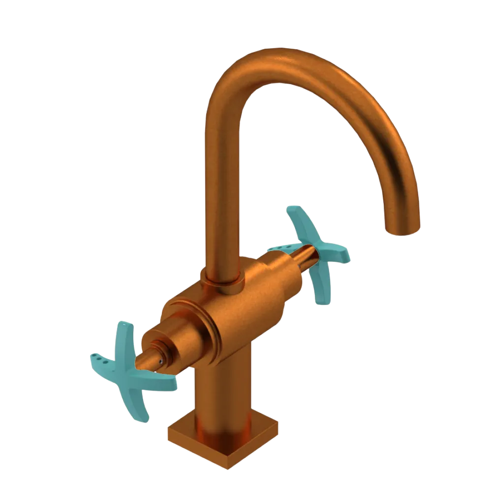 Rubinet Single Hole Dual Handle Lav. Set. (less drain) Antique Copper Matt