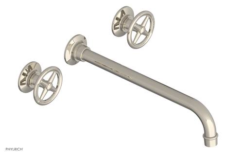 Phylrich WORKS Wall Lavatory Set 12" Spout - Cross Handles 220-11-12