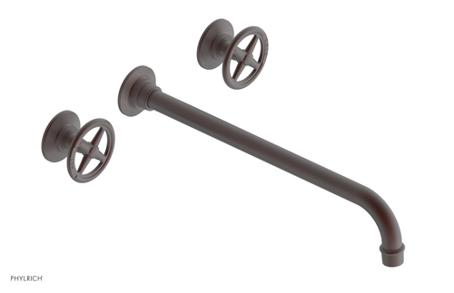 Phylrich WORKS Wall Lavatory Set 14" Spout - Cross Handles 220-11-14
