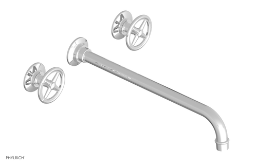 Phylrich WORKS Wall Lavatory Set 14" Spout - Cross Handles 220-11-14