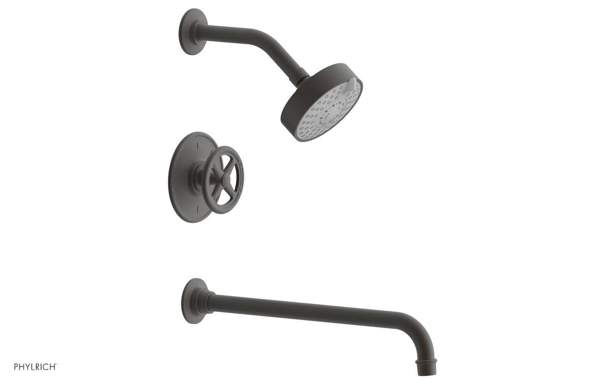 WORKS 14" Pressure Balance Tub and Shower Set - Cross Handle 220-26-14