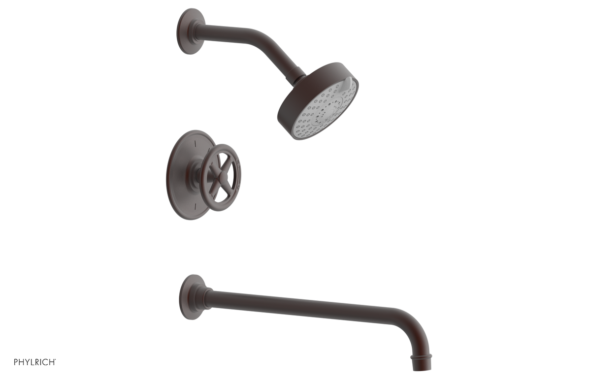 WORKS 14" Pressure Balance Tub and Shower Set - Cross Handle 220-26-14