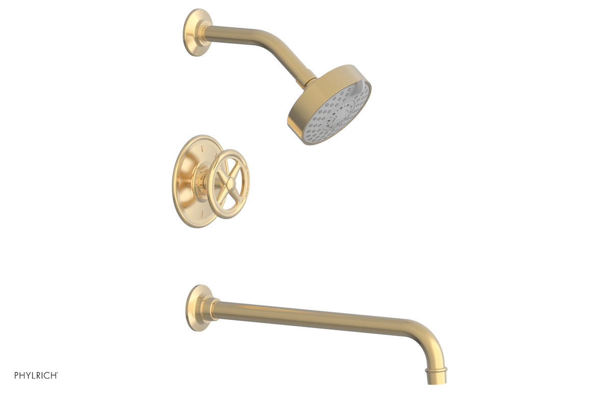 WORKS 14" Pressure Balance Tub and Shower Set - Cross Handle 220-26-14