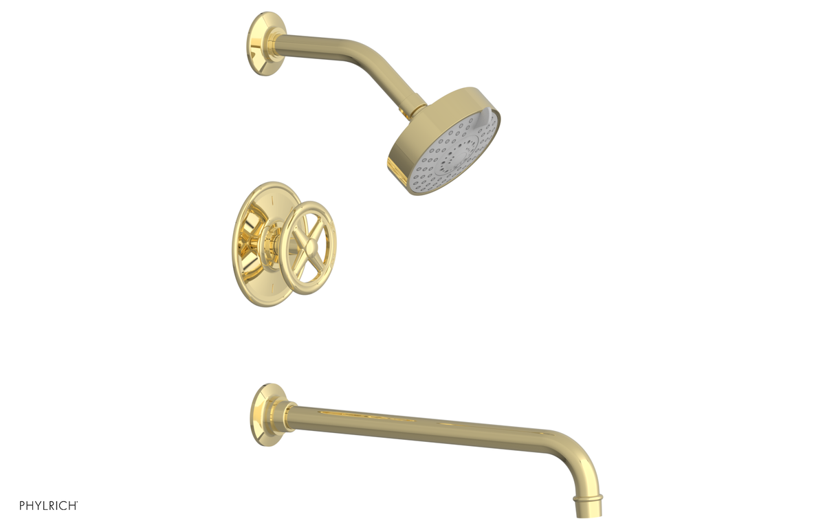 WORKS 14" Pressure Balance Tub and Shower Set - Cross Handle 220-26-14