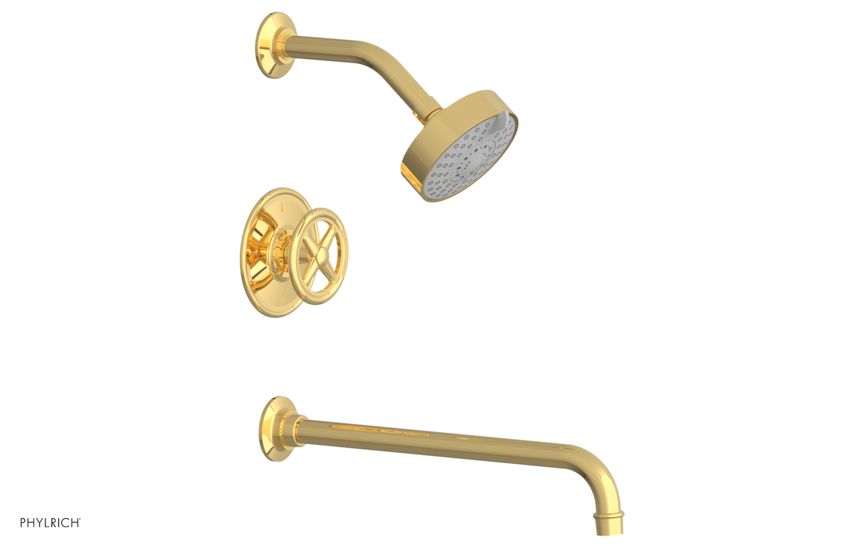 WORKS 14" Pressure Balance Tub and Shower Set - Cross Handle 220-26-14