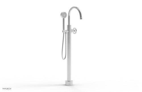 Phylrich WORKS Tall Floor Mount Tub Filler - Cross Handle with Hand Shower  220-44-01