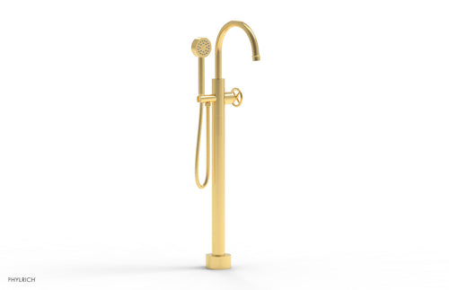 Phylrich WORKS Tall Floor Mount Tub Filler - Cross Handle with Hand Shower  220-44-01