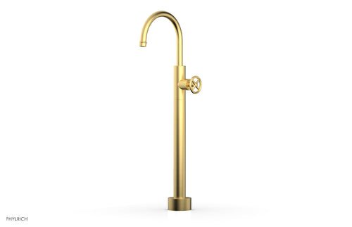 Phylrich WORKS Low Floor Mount Tub Filler - Cross Handle 220-44-04