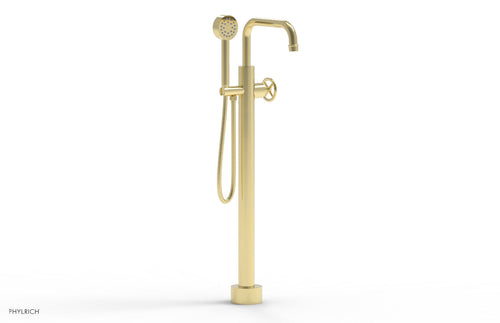 Phylrich WORKS Tall Floor Mount Tub Filler - Cross Handle with Hand Shower  220-46-01