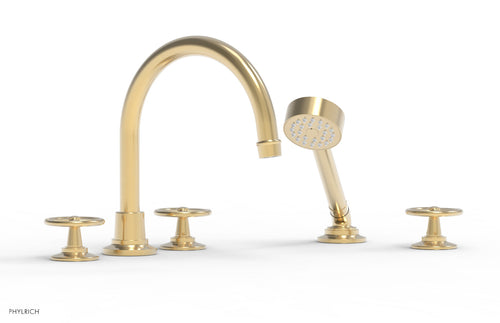 Phylrich WORKS Deck Tub Set with Hand Shower - High Spout Cross Handles 220-48
