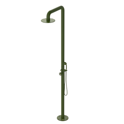Rubinet Pressure Balance Outdoor Shower with Hand Held Shower & 10" Shower Head - 304 Stainless Steel Green Envy