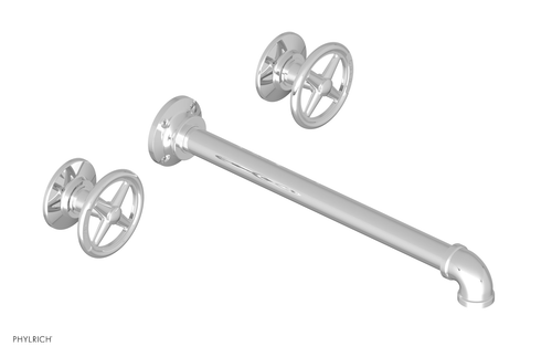 Phylrich WORKS 2 Wall Lavatory Set 12" Spout - Cross Handles 221-11-12