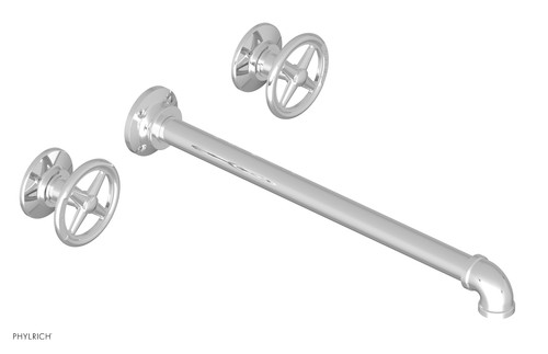 Phylrich WORKS 2 Wall Lavatory Set 14" Spout - Cross Handles 221-11-14
