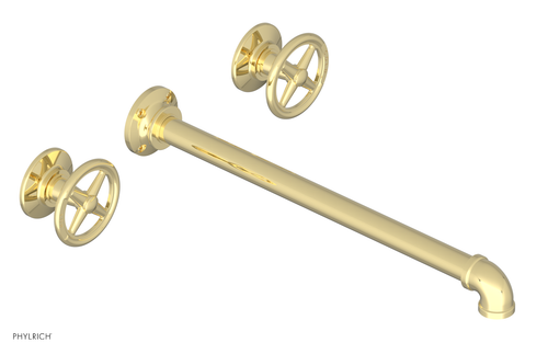 Phylrich WORKS 2 Wall Lavatory Set 14" Spout - Cross Handles 221-11-14