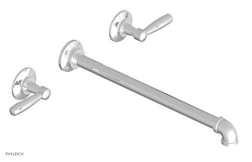 Phylrich WORKS 2 Wall Lavatory Set 14" Spout - Lever Handles 221-12-14