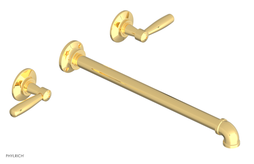 Phylrich WORKS 2 Wall Lavatory Set 14" Spout - Lever Handles 221-12-14