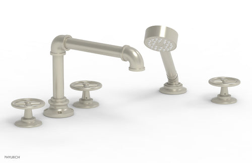 Phylrich WORKS 2 Deck Tub Set with Hand Shower - Cross Handles 221-48