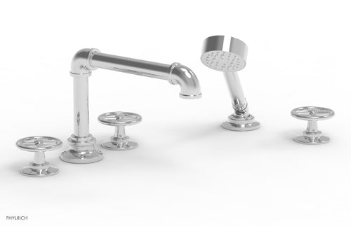Phylrich WORKS 2 Deck Tub Set with Hand Shower - Cross Handles 221-48