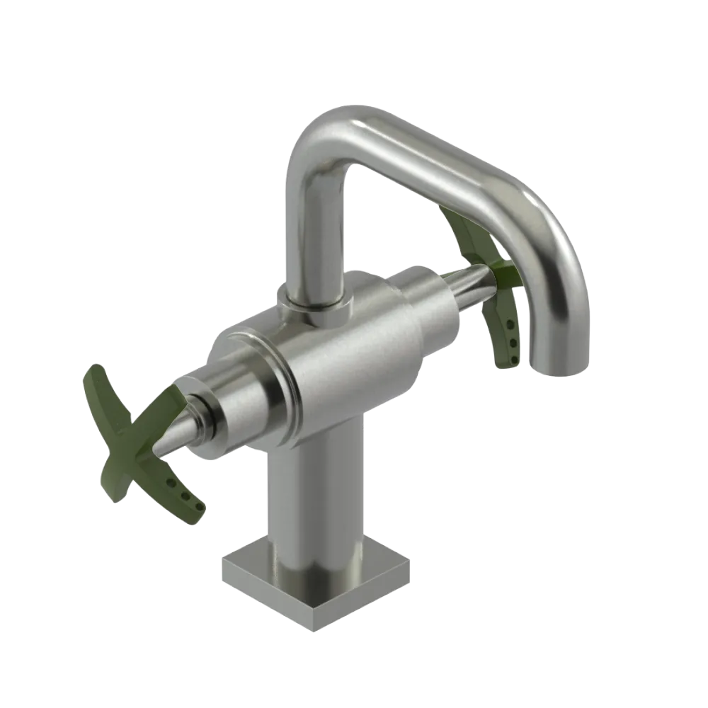 Rubinet Single Hole Dual Handle Lav. Set. with Genesis spout (less drain) Satin Nickel
