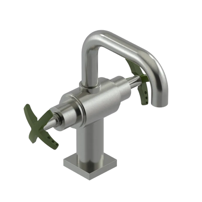 Rubinet Single Hole Dual Handle Lav. Set. with Genesis spout (less drain) Satin Nickel
