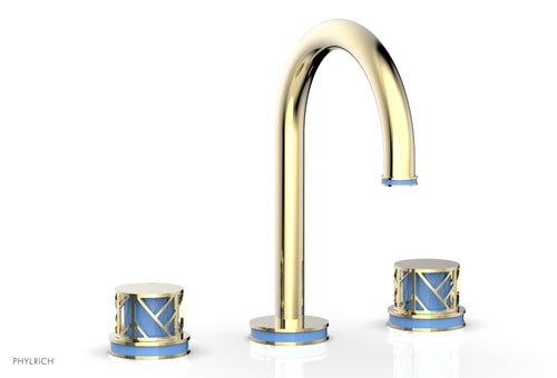 Phylrich JOLIE Widespread Faucet - Round Handles with "Light Blue" Accents 222-01