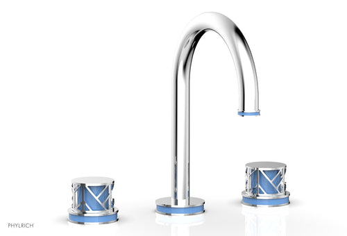 Phylrich JOLIE Widespread Faucet - Round Handles with "Light Blue" Accents 222-01