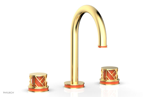 Phylrich JOLIE Widespread Faucet - Round Handles with "Orange" Accents 222-01