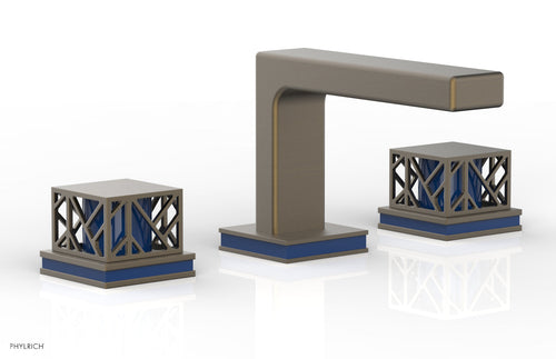 Phylrich JOLIE Widespread Faucet - Square Handles with "Navy Blue" Accents 222-02