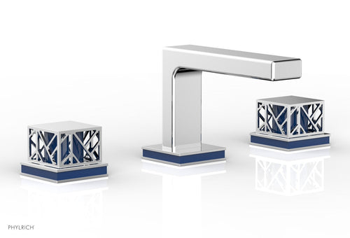 Phylrich JOLIE Widespread Faucet - Square Handles with "Navy Blue" Accents 222-02