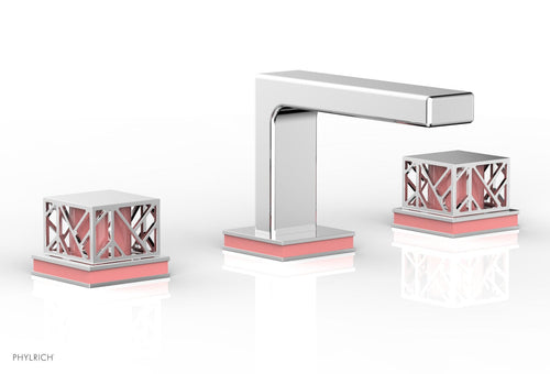 Phylrich JOLIE Widespread Faucet - Square Handles with "Pink" Accents 222-02
