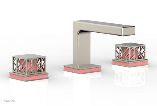 Phylrich JOLIE Widespread Faucet - Square Handles with "Pink" Accents 222-02