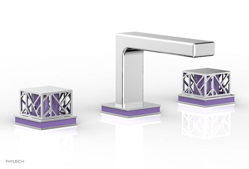 Phylrich JOLIE Widespread Faucet - Square Handles with "Purple" Accents 222-02