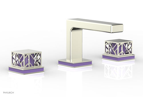 Phylrich JOLIE Widespread Faucet - Square Handles with "Purple" Accents 222-02
