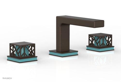 Phylrich JOLIE Widespread Faucet - Square Handles with "Turquoise" Accents 222-02