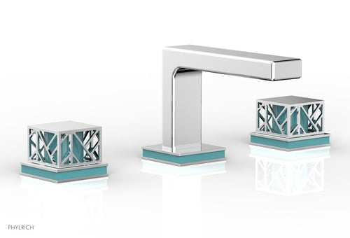 Phylrich JOLIE Widespread Faucet - Square Handles with "Turquoise" Accents 222-02