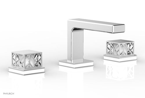 Phylrich JOLIE Widespread Faucet - Square Handles with "Gloss White" Accents 222-02