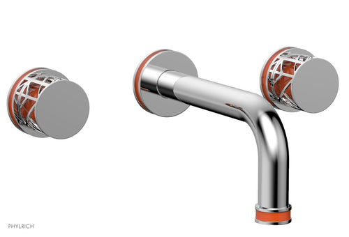 Phylrich JOLIE Wall Tub Set - Round Handles with "Orange" Accents 222-56