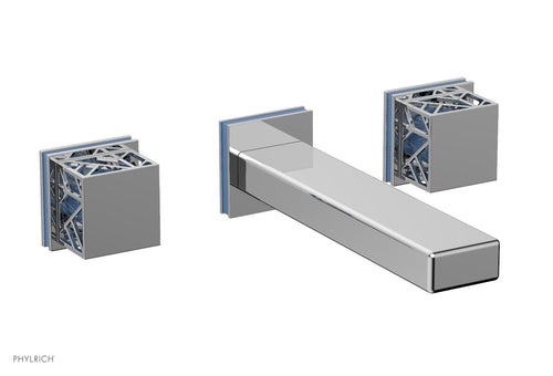 Phylrich JOLIE Wall Tub Set - Square Handles with "Light Blue" Accents 222-57