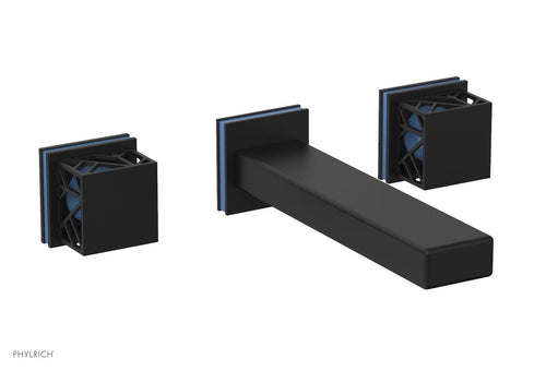 Phylrich JOLIE Wall Lavatory Set - Square Handles with "Light Blue" Accents 222-12