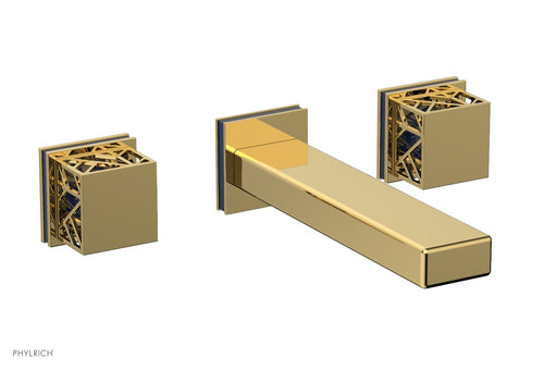 Phylrich JOLIE Wall Lavatory Set - Square Handles with "Navy blue" Accents 222-12