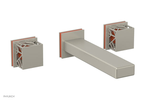 Phylrich JOLIE Wall Lavatory Set - Square Handles with "Orange" Accents 222-12