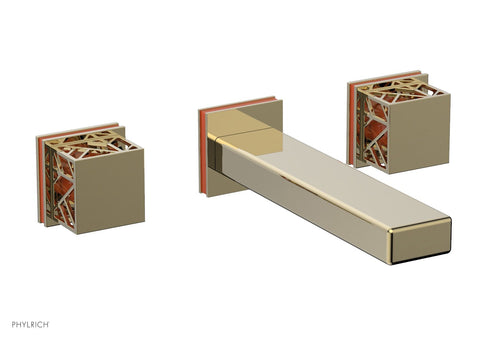 Phylrich JOLIE Wall Tub Set - Square Handles with "Orange" Accents 222-57
