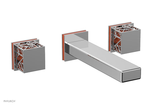 Phylrich JOLIE Wall Lavatory Set - Square Handles with "Orange" Accents 222-12