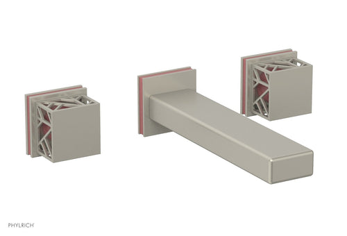 Phylrich JOLIE Wall Lavatory Set - Square Handles with "Pink" Accents 222-12