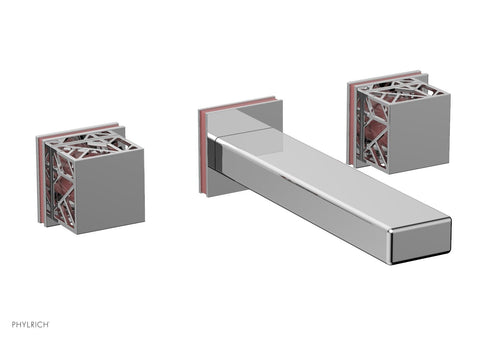 Phylrich JOLIE Wall Tub Set - Square Handles with "Pink" Accents 222-57