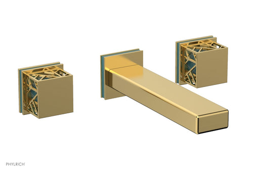 Phylrich JOLIE Wall Tub Set - Square Handles with "Turquoise" Accents 222-57