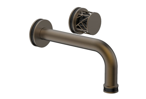 Phylrich JOLIE Single Handle Wall Lavatory Set - Round Handle "Black" Accents 222-15